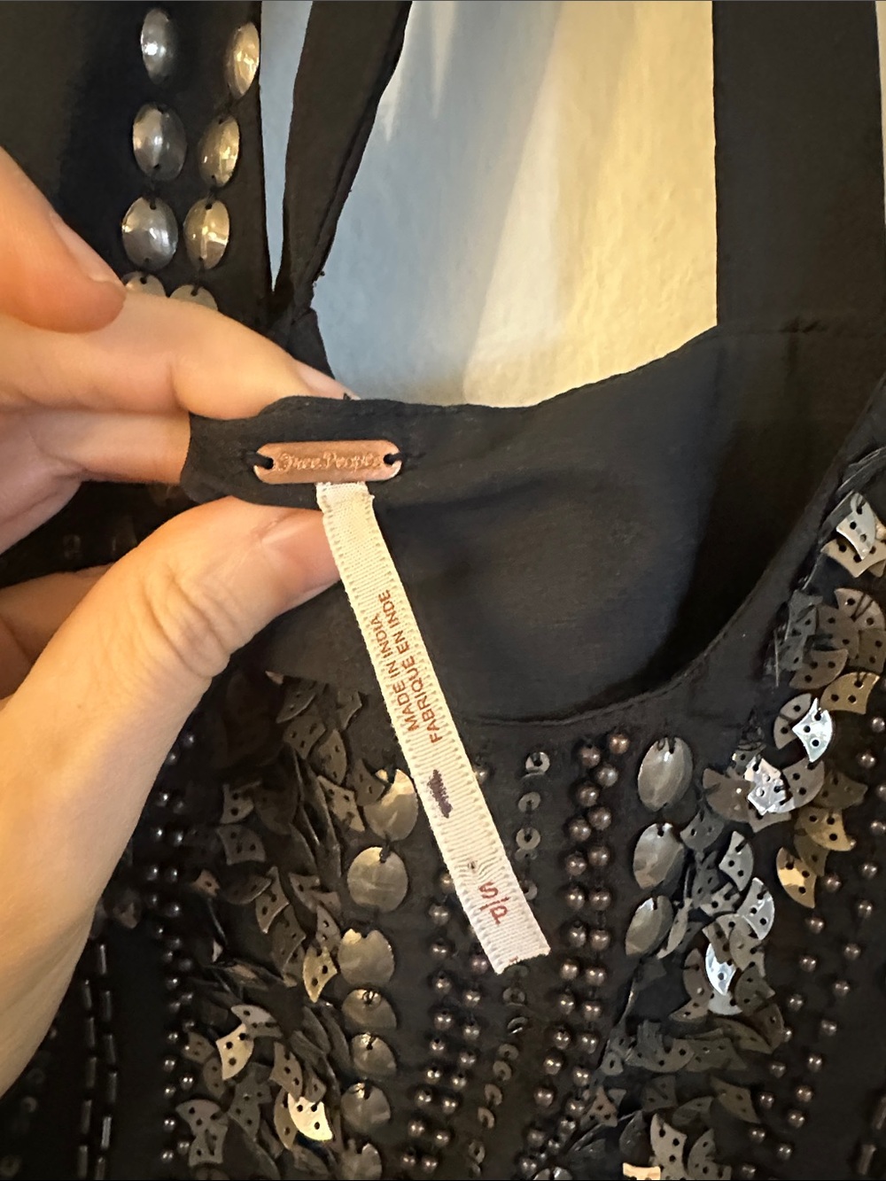 Free People Black Beaded Mini Dress - Picture 2 of 7